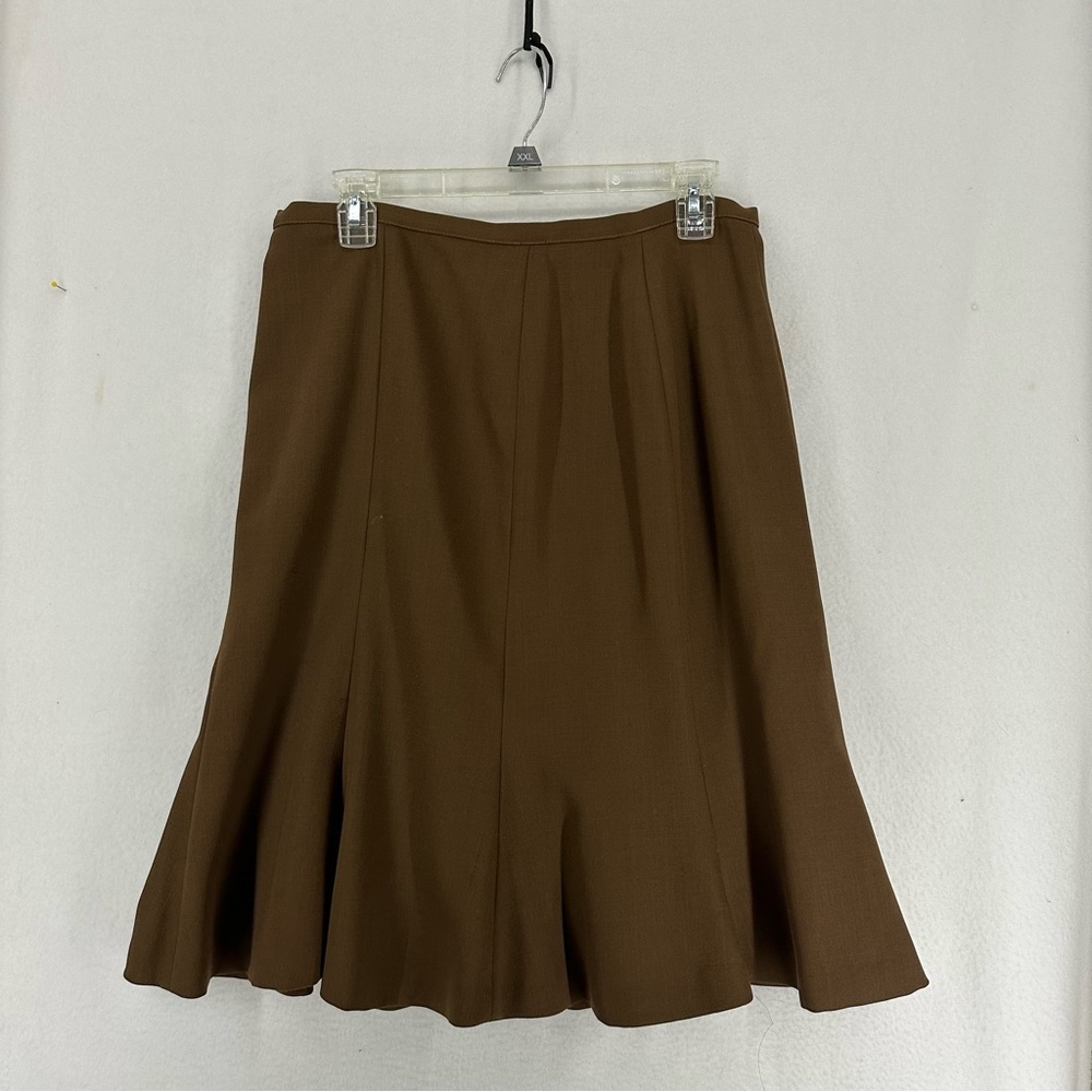 Clifford Michael Mini Flared Fitted Skirt Wool 10 Brown